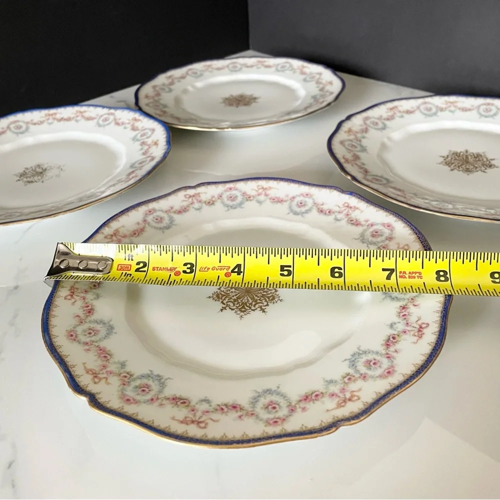 SET of 4 Blue Edged Floral 8